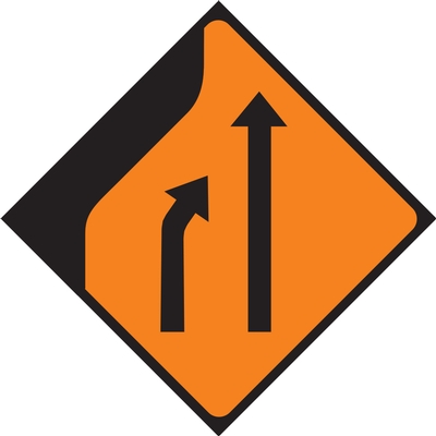 Merge To The Right Roadworks Sign
